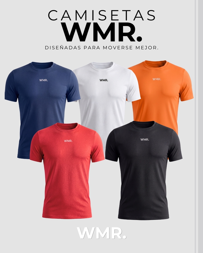 Pack x 5 Camisetas WMR (Blanco, Negro, Azul Navy, Rojo, Naranja)