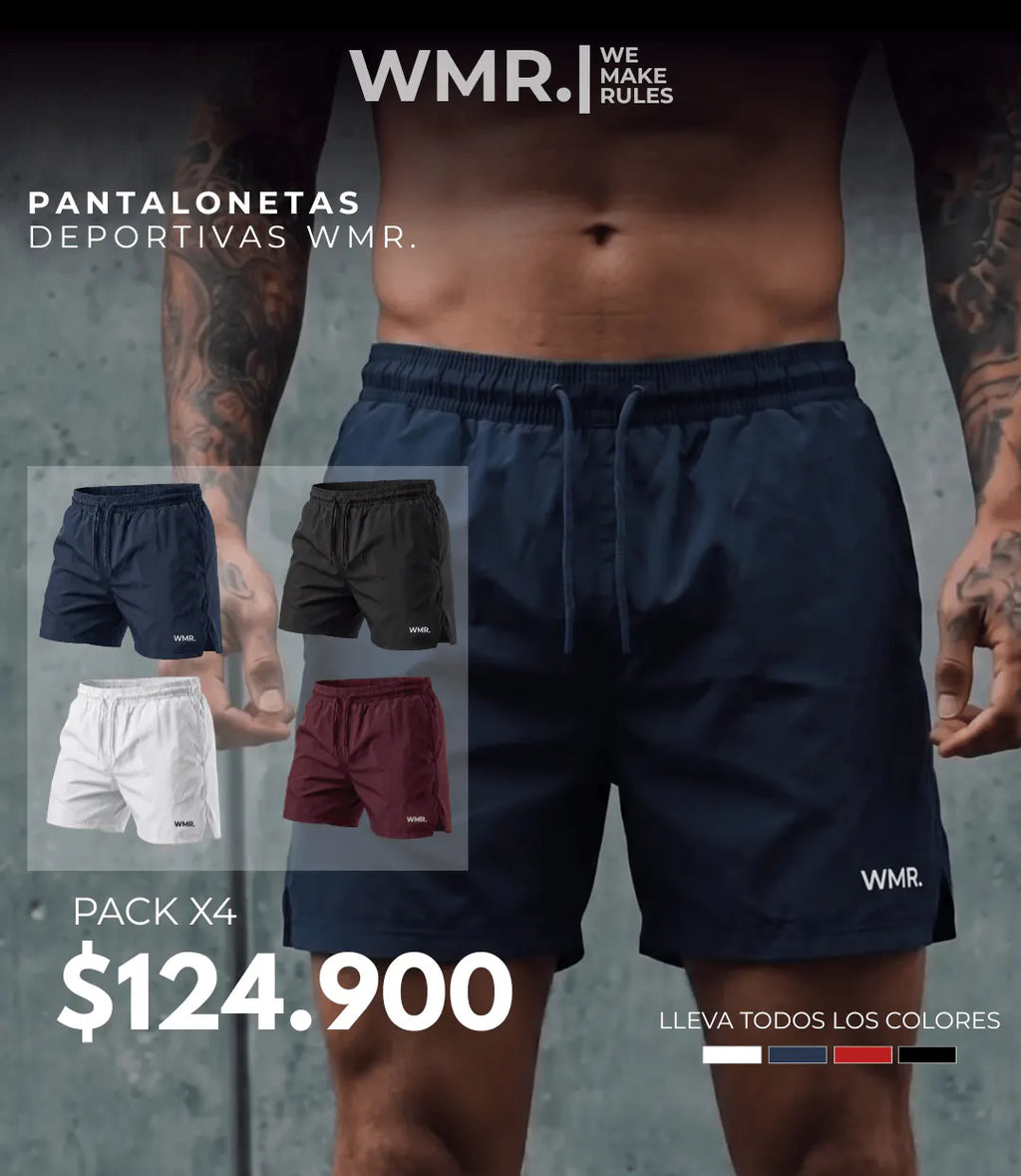 Pack x4 Pantalonetas Novak (Blanco, Negro, Azul Navy, Vinotinto)
