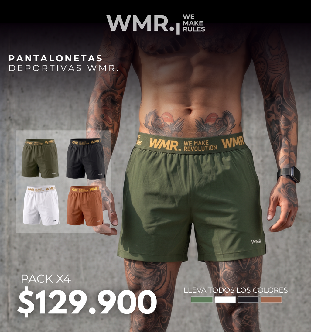 Pack X4 PANTALONETAS PRETINA WMR PRO (Blanco, Negro, Verde Militar, Naranja)