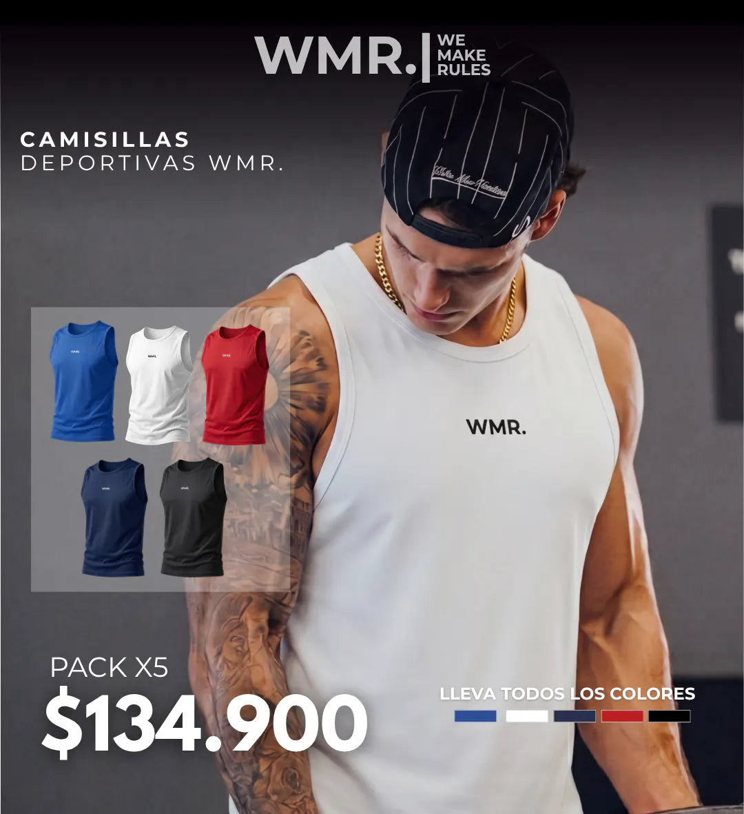 Pack x 5 Esqueletos WMR (Blanco, Negro, Azul Navy, Rojo, Azul Rey)