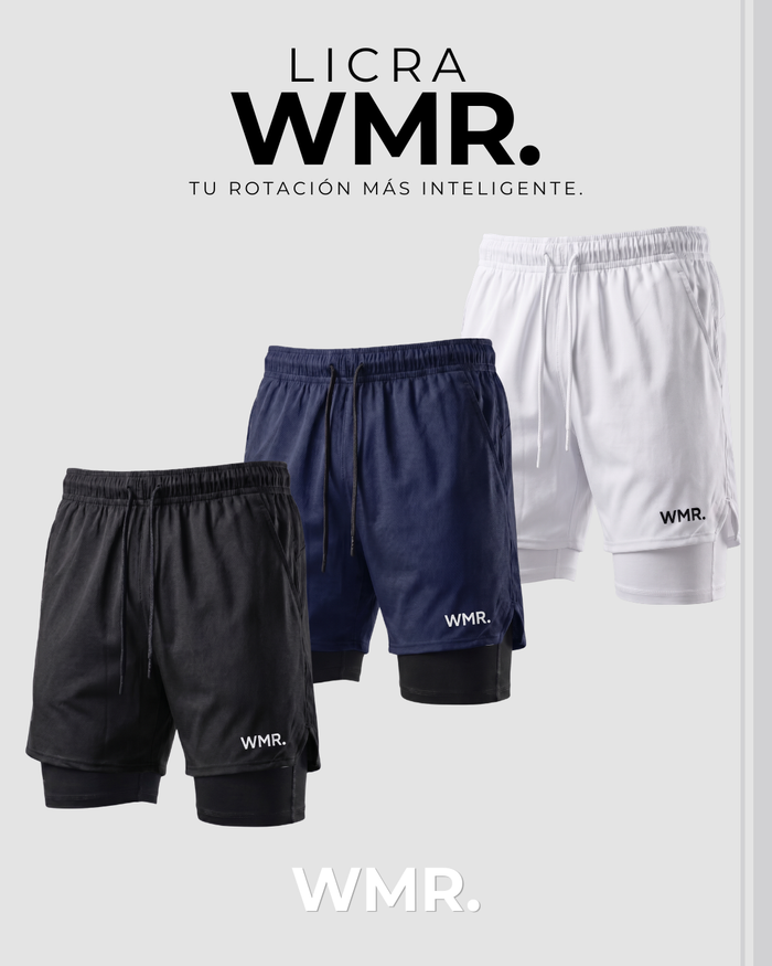 Pack x 3 Pantalonetas Licra (Blanco, Negro, Azul Navy)